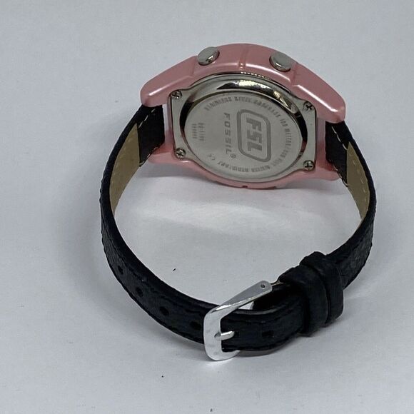 Fossil DQ1166 Women's Black Leather Digital Gray Dial Quartz Genuine Watch LJ311 - Picture 10 of 12